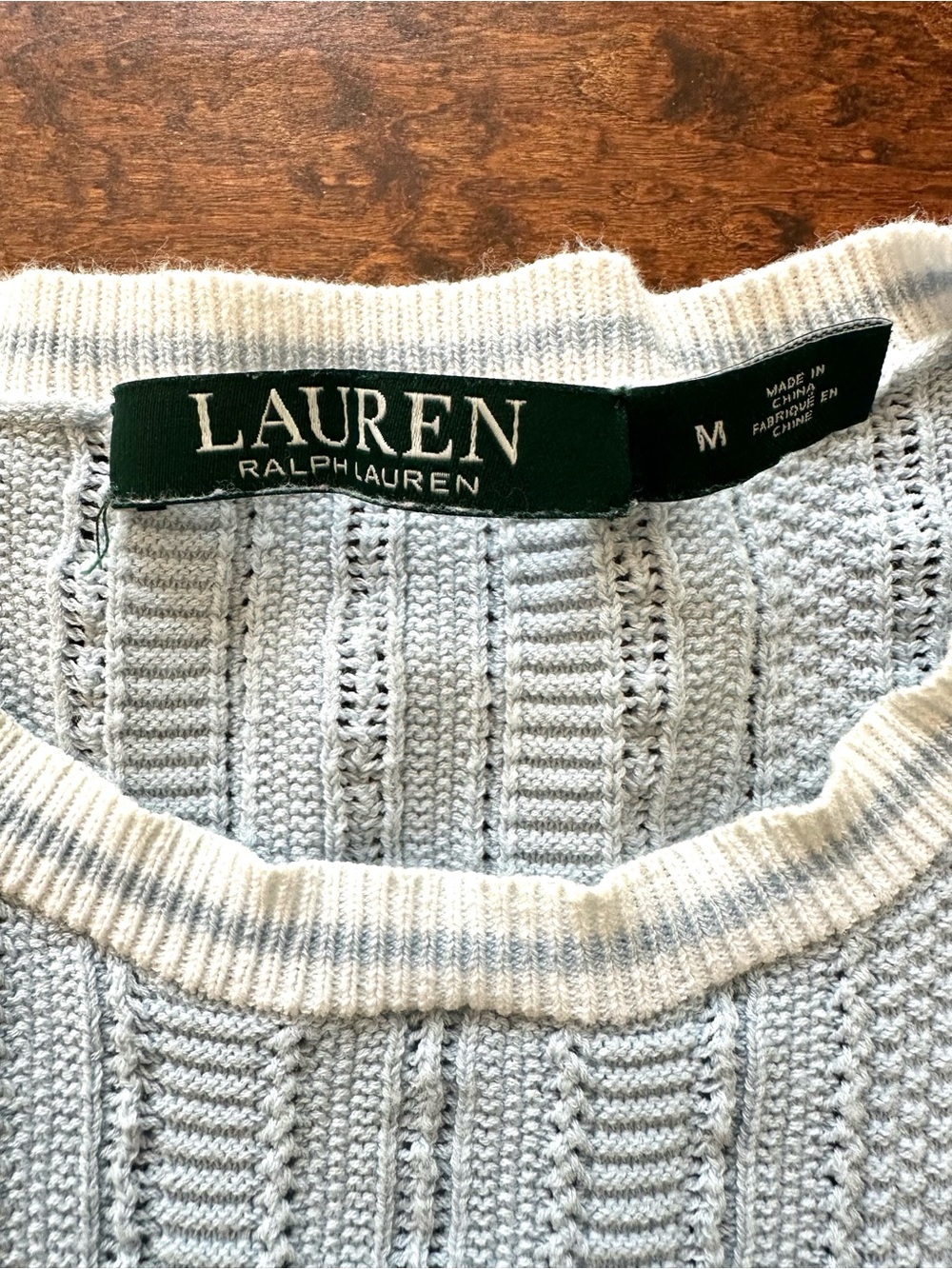 Lauren Ralph Lauren Blue Puff Sleeve Knit Sweater M - Picture 3 of 7